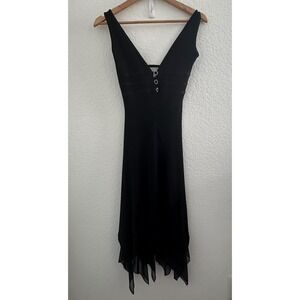 Y2K Luly K NYC Black Dress XS? Party Cocktail Rhinestone Witchy Goth Grunge READ